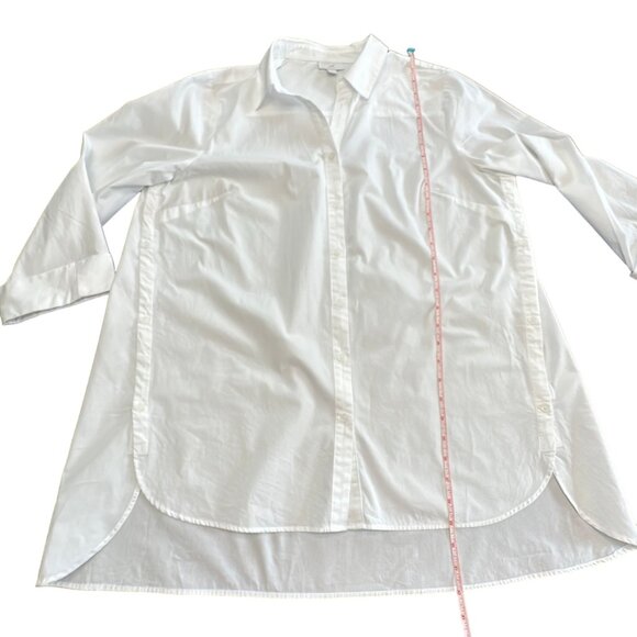 J. Jill Shirt Women L White Side-button Stepped-hem Tunic Side Button Detail - Picture 10 of 12